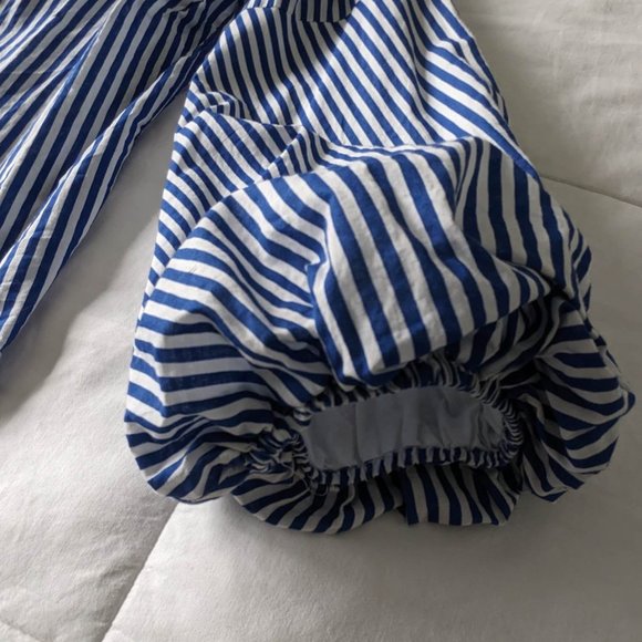 Women's 1X Striped Blouse Puffy Sleeves - Picture 8 of 14